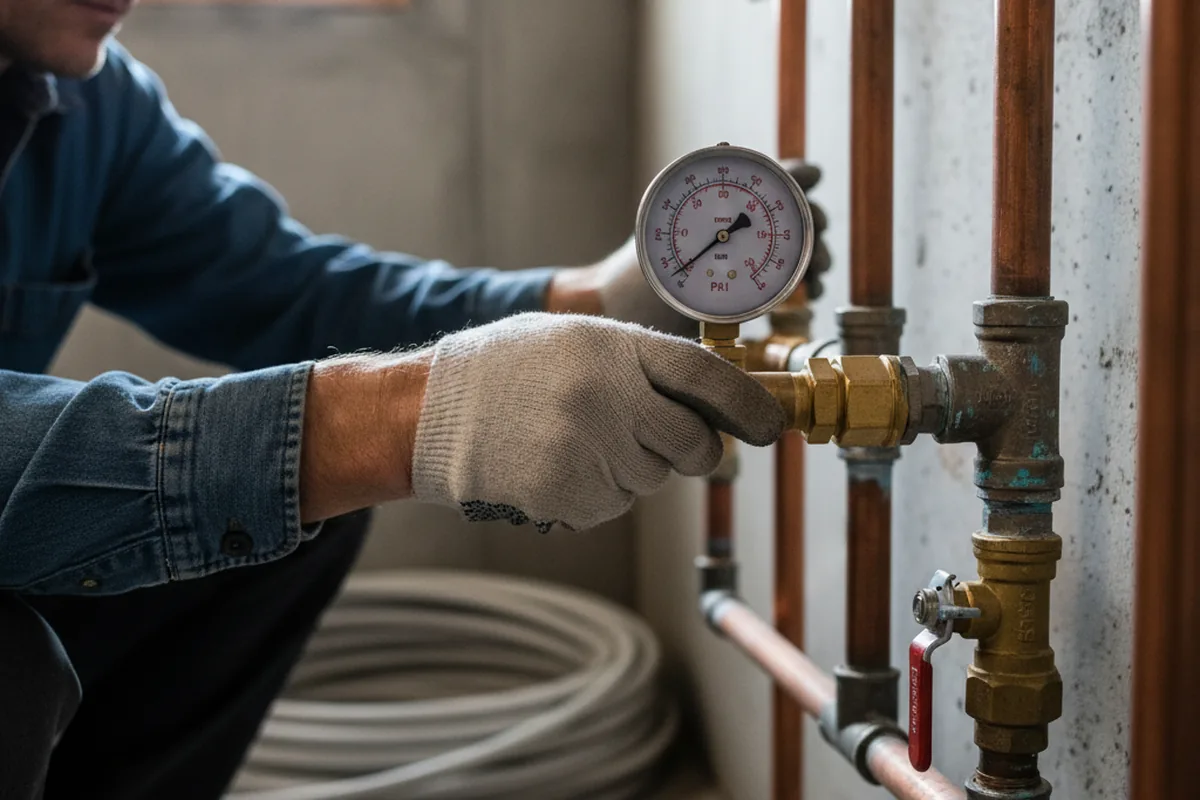 Pressure testing a repaired line during Water Line Repair in Oswego